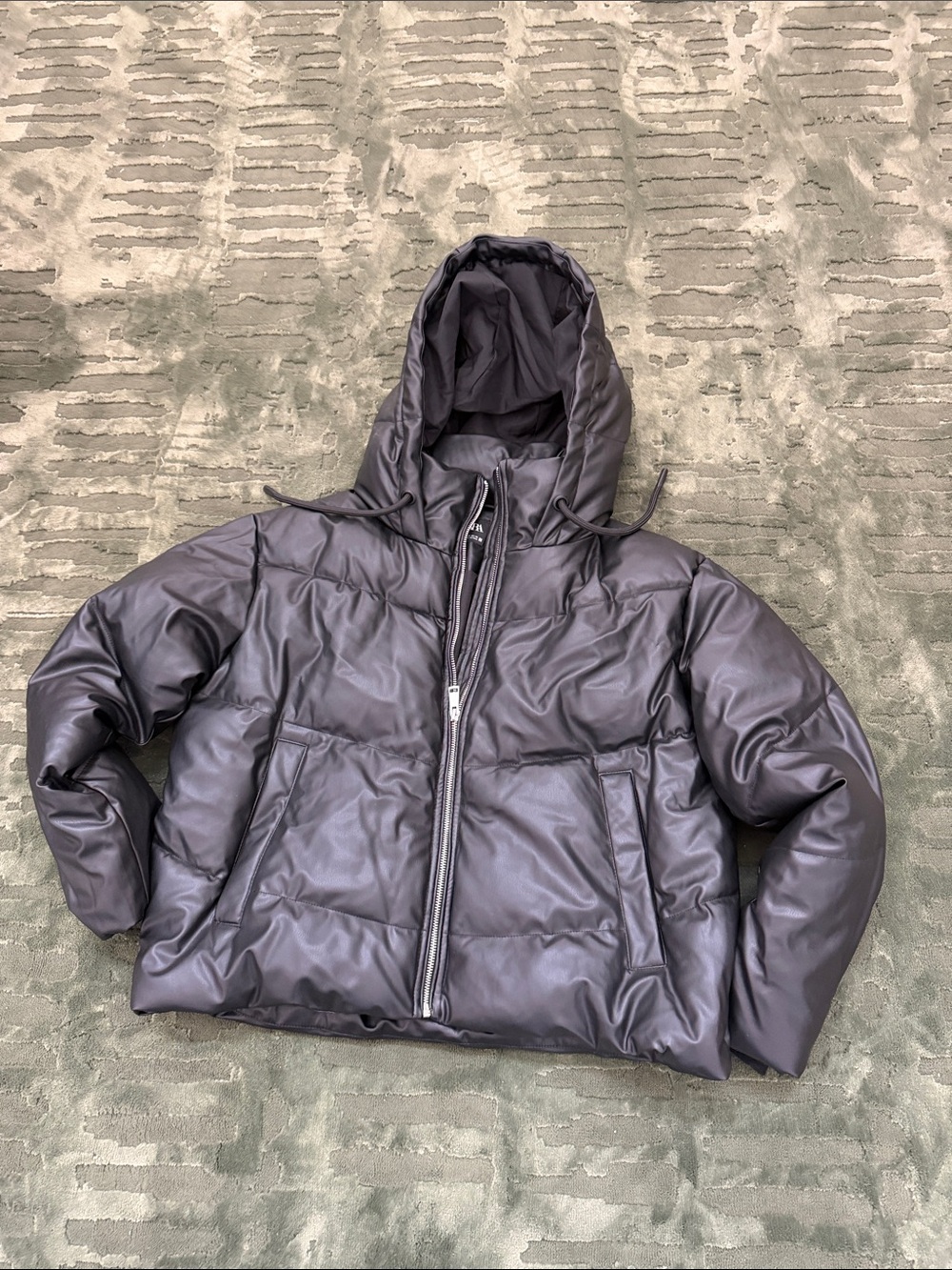 Zara Black Hooded Puffer Jacket
